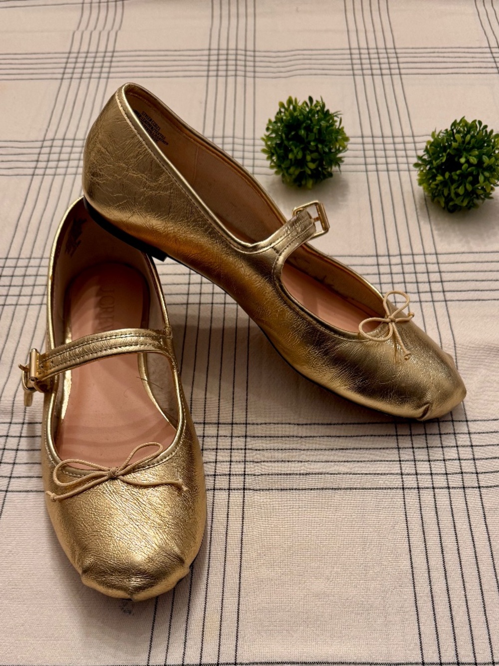 J. Crew Gold Metallic Mary Jane Ballet Flats - Size 9.5 I Excellent condition